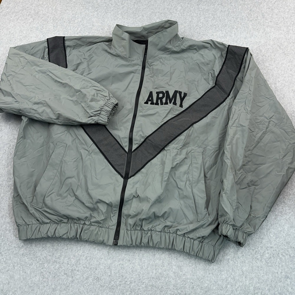 JWOD PFU Skilcraft US‎ Army Windbreaker Jacket Mens Medium Gray Full Zip Stretch